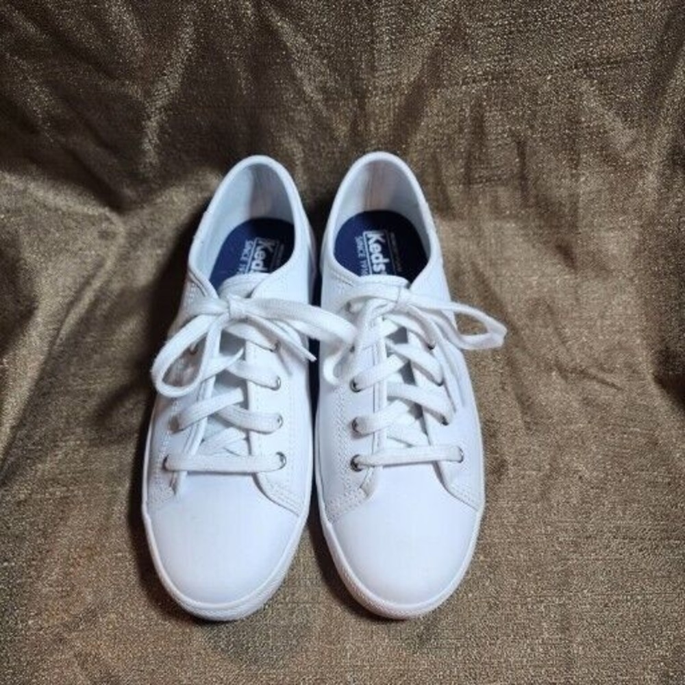 Keds Girls K-Kickstart Sneakers White Leather 3.5 Big Kid US